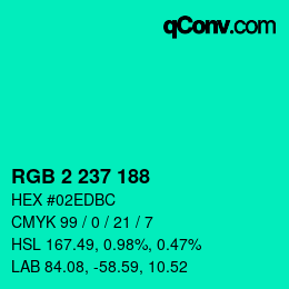 Color code: RGB 2 237 188 | qconv.com