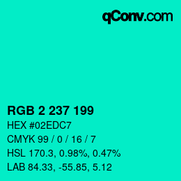 Color code: RGB 2 237 199 | qconv.com