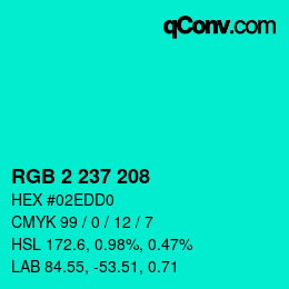 Color code: RGB 2 237 208 | qconv.com