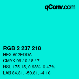 Color code: RGB 2 237 218 | qconv.com