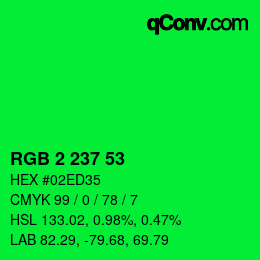 Color code: RGB 2 237 53 | qconv.com