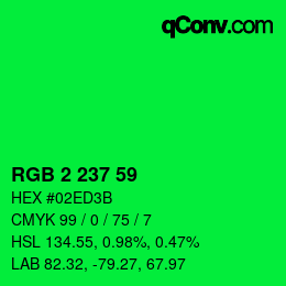 Color code: RGB 2 237 59 | qconv.com