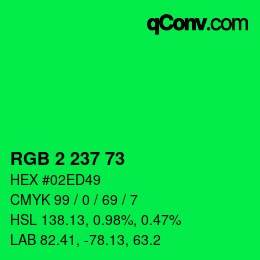 Color code: RGB 2 237 73 | qconv.com
