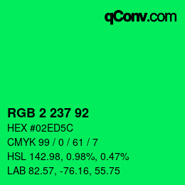 Color code: RGB 2 237 92 | qconv.com