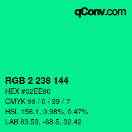 颜色代码: RGB 2 238 144 | qconv.com