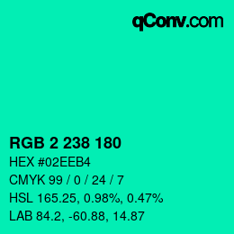 Color code: RGB 2 238 180 | qconv.com