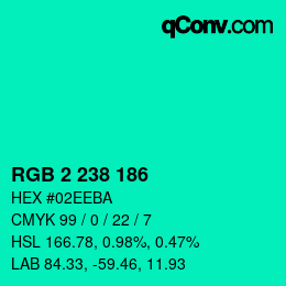 Color code: RGB 2 238 186 | qconv.com