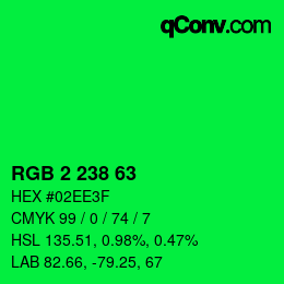 Código de color: RGB 2 238 63 | qconv.com