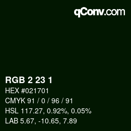 Color code: RGB 2 23 1 | qconv.com