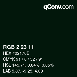 Color code: RGB 2 23 11 | qconv.com