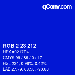 Color code: RGB 2 23 212 | qconv.com