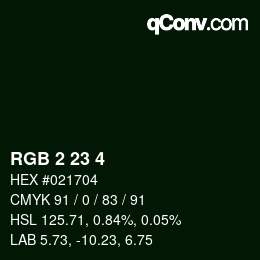カラーコード: RGB 2 23 4 | qconv.com