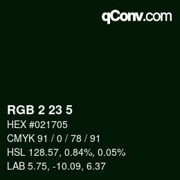 Color code: RGB 2 23 5 | qconv.com