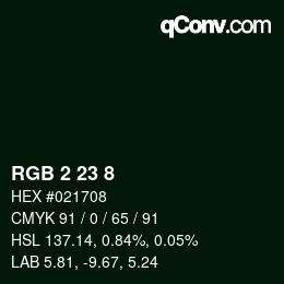 Código de color: RGB 2 23 8 | qconv.com