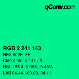 カラーコード: RGB 2 241 143 | qconv.com