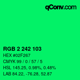 カラーコード: RGB 2 242 103 | qconv.com
