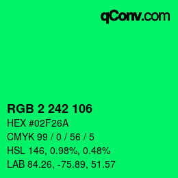 Color code: RGB 2 242 106 | qconv.com