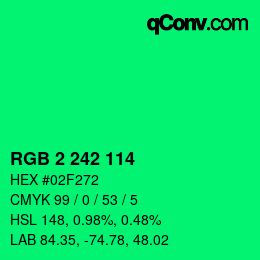 Color code: RGB 2 242 114 | qconv.com
