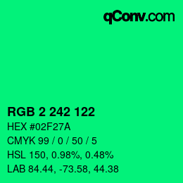 カラーコード: RGB 2 242 122 | qconv.com