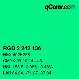 カラーコード: RGB 2 242 136 | qconv.com