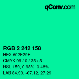 Color code: RGB 2 242 158 | qconv.com