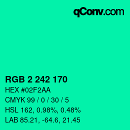 Color code: RGB 2 242 170 | qconv.com