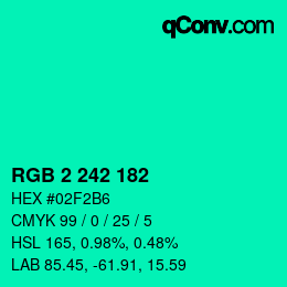 Color code: RGB 2 242 182 | qconv.com