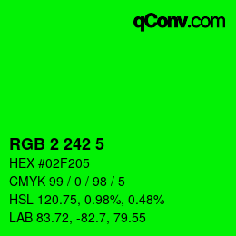Color code: RGB 2 242 5 | qconv.com
