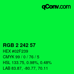 カラーコード: RGB 2 242 57 | qconv.com