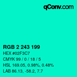 Color code: RGB 2 243 199 | qconv.com