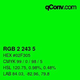 Color code: RGB 2 243 5 | qconv.com