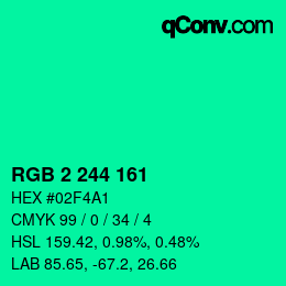 Color code: RGB 2 244 161 | qconv.com