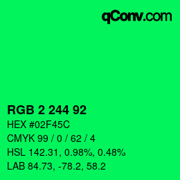 カラーコード: RGB 2 244 92 | qconv.com