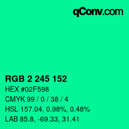 Color code: RGB 2 245 152 | qconv.com