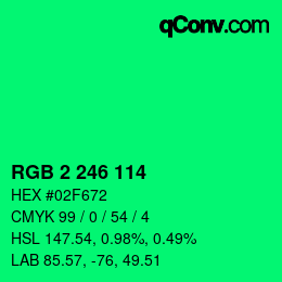 Color code: RGB 2 246 114 | qconv.com