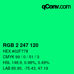 カラーコード: RGB 2 247 120 | qconv.com