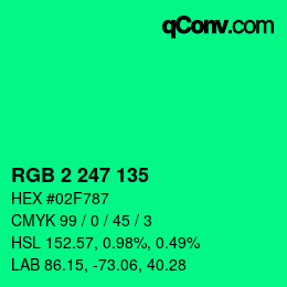 Color code: RGB 2 247 135 | qconv.com