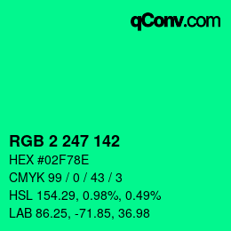 Color code: RGB 2 247 142 | qconv.com