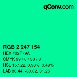 Color code: RGB 2 247 154 | qconv.com