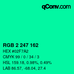 颜色代码: RGB 2 247 162 | qconv.com