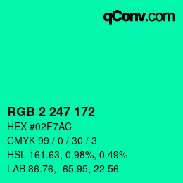 Color code: RGB 2 247 172 | qconv.com