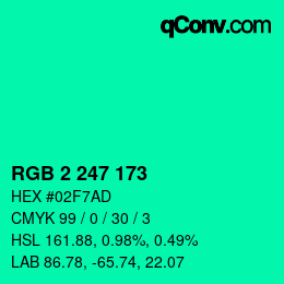 Farbcode: RGB 2 247 173 | qconv.com
