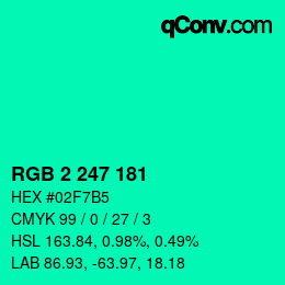 Color code: RGB 2 247 181 | qconv.com