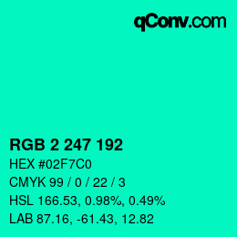 Color code: RGB 2 247 192 | qconv.com