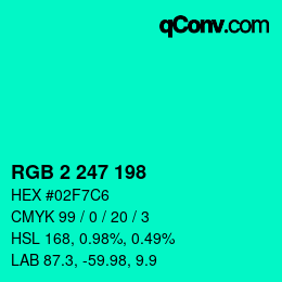 Color code: RGB 2 247 198 | qconv.com