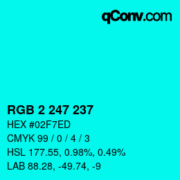 Color code: RGB 2 247 237 | qconv.com