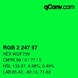 カラーコード: RGB 2 247 57 | qconv.com