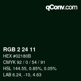 颜色代码: RGB 2 24 11 | qconv.com