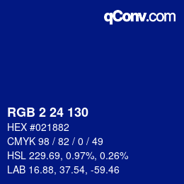 颜色代码: RGB 2 24 130 | qconv.com