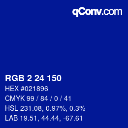 Color code: RGB 2 24 150 | qconv.com